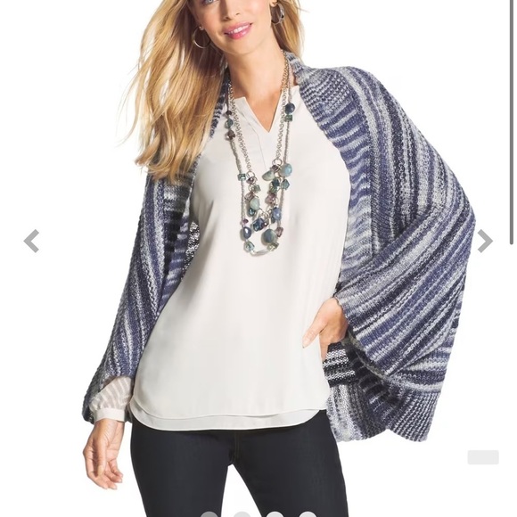 Chicos Cozy Crocheted Metallic Knit Colleen Cocoon Cardigan Sweater - Picture 1 of 10